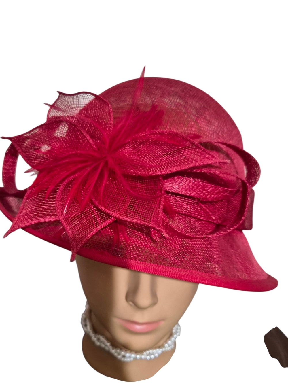 Elegant Women's Fuchsia Fascinator Hat with Floral Accent